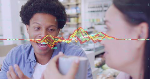 Financial data visualization inserts in coffee shop experience