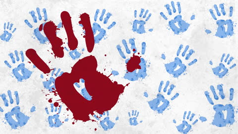 Red and Blue Handprint Artistic Expression