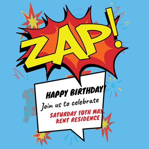 energetic superhero-themed birthday invitation design - Download Free Stock Templates Pikwizard.com