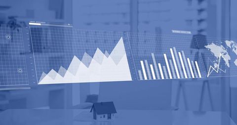 Overlay of Digital Analytics Panels in Modern Office