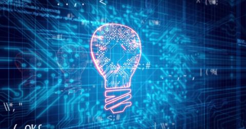 futuristic technology with digital light bulb and circuit - Download Free Stock Images Pikwizard.com