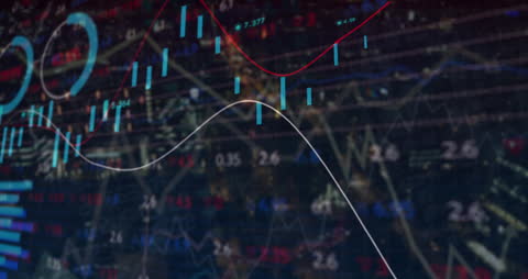 Dynamic Animation of Financial Data Over Dark Background