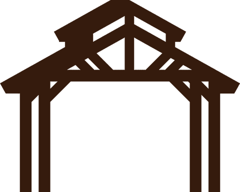 Wooden pergola truss illustration on transparent background