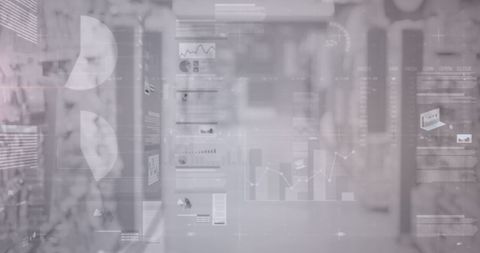 Abstract Financial Data Overlaid on Retail Environment