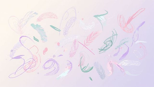 Pastel Abstract Art with Granular Feather Motifs on Gradient Background