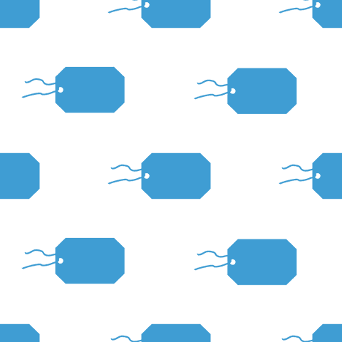 Blue tags pattern on transparent background for shopping design