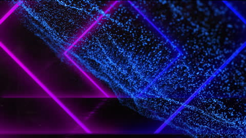 Futuristic DNA Helix with Abstract Grid and Particles