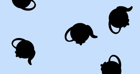 Silhouette Kettles on Light Blue Background