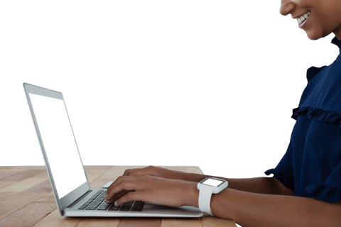 Transparent Mid Seciton Businesswoman Typing on Laptop - Download Free Stock Videos Pikwizard.com