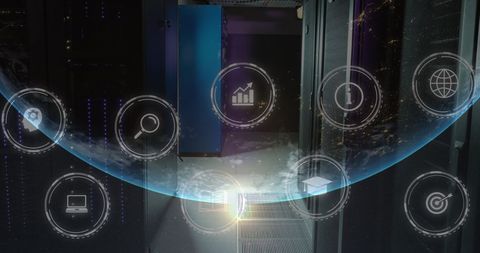 Digital Interfaces Over Networking Server Room - Download Free Stock Images Pikwizard.com