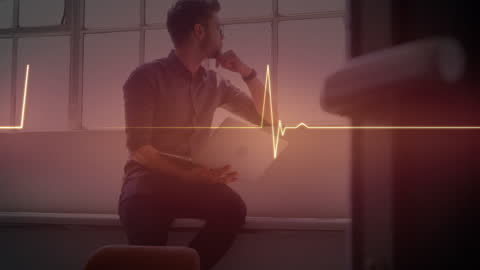 Man with Laptop and Lifeline Visualization