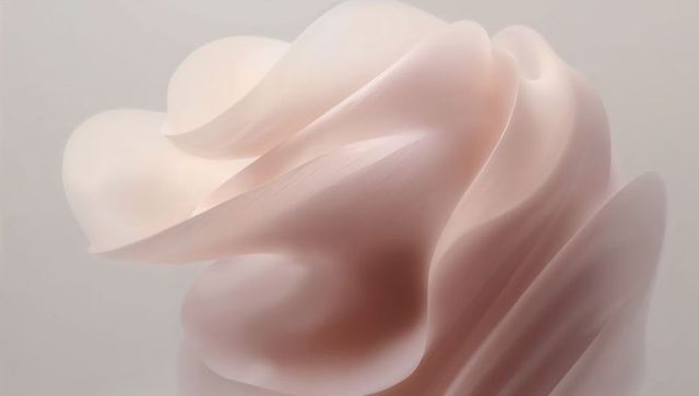 Soft pastel abstract sculpture layered petal forms translucent edges minimal high-key