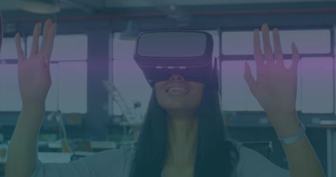 Woman Interacting with Virtual Reality Technology in Office - Download Free Stock Images Pikwizard.com