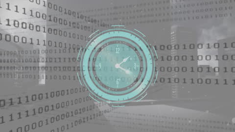 Digital Clock with Rapid Binary Code Overlay