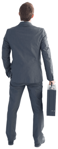 Transparent businessman standing with briefcase profession