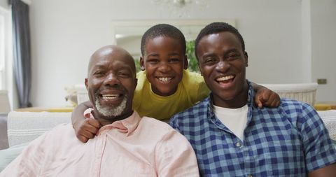 Three Generations of Happy African American Family Relaxing Together