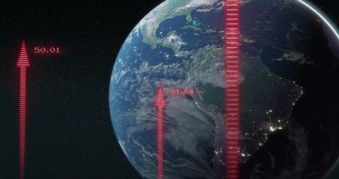 Digital Data Arrows Over Earth Illustrating Global Connectivity