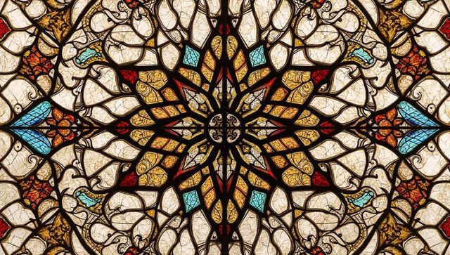 Intricate stained glass window designs with vibrant colors