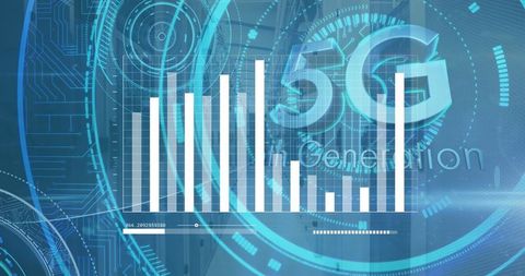 Futuristic data visualization with 5g technology interface