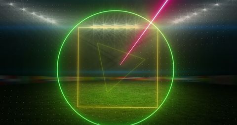 Rotating Neon Shapes on Futuristic Floodlit Sports Field - Download Free Stock Images Pikwizard.com