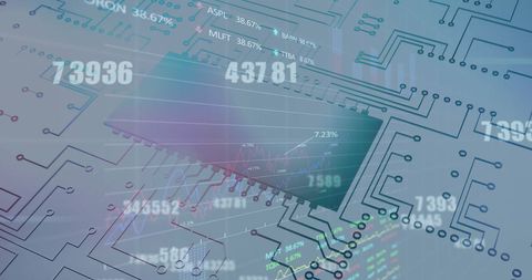 Digital Financial Data Overlaid on Circuit Board Illustration - Download Free Stock Images Pikwizard.com