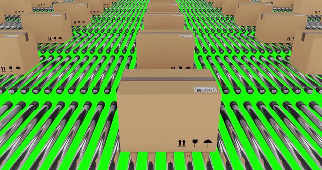 Cardboard boxes on conveyor belts with green screen background - Download Free Stock Images Pikwizard.com