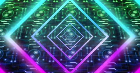 Futuristic Neon Tunnel Abstract Circuit Board Design - Download Free Stock Images Pikwizard.com