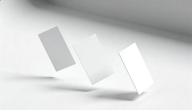 Floating white rectangular panels casting soft diagonal shadows on minimal high-key backdrop