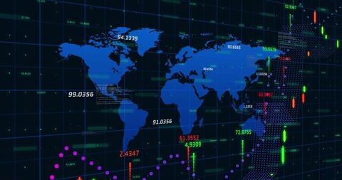 Global Digital Network Concept with Interactive World Map Interface