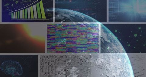 Digital Networking and Global Technology Concept Collage