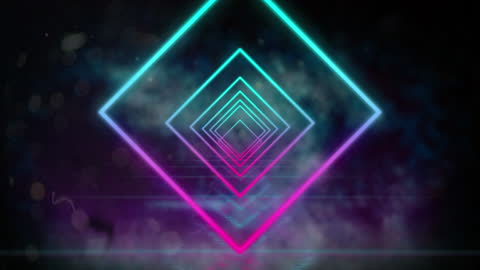 Geometric Neon Diamonds in Abstract Motion