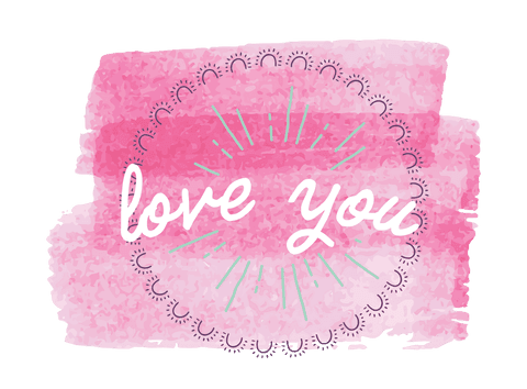 Transparent Watercolor Love You Text Art for Romantic Designs