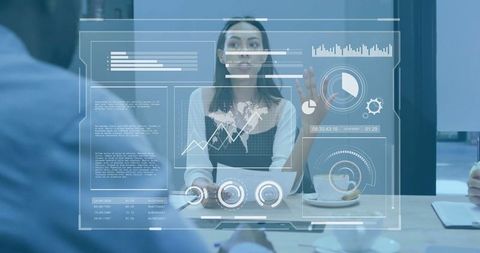 Executive Demonstrating Innovative Holographic Technology in Modern Office