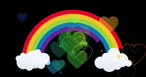 Colorful Pride Rainbow with Clouds and Hearts for LGBTQ Concept - Download Free Stock Images Pikwizard.com