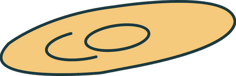 Abstract yellow disc on transparent background with teal curves