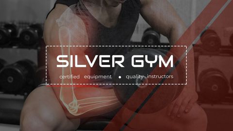 Muscular athlete promoting professional gym services