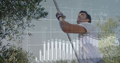 Precision farming worker harvesting olives with data overlay for sustainable agriculture