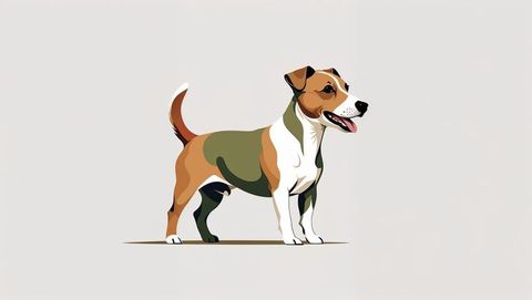 Minimalist jack russell terrier illustration with green collar