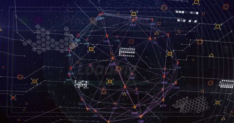 Abstract Digital Network Sphere with Technology Icons - Download Free Stock Images Pikwizard.com