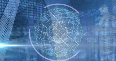 Digital Globe Animation on Financial Data Background