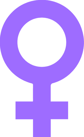 Purple venus symbol on transparent background for feminism, empowerment icons