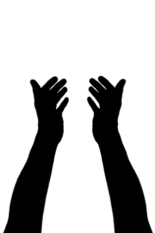 Transparent hands silhouette with copy space