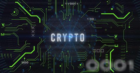 Abstract Digital Circuit with Crypto Theme on Dark Background - Download Free Stock Images Pikwizard.com
