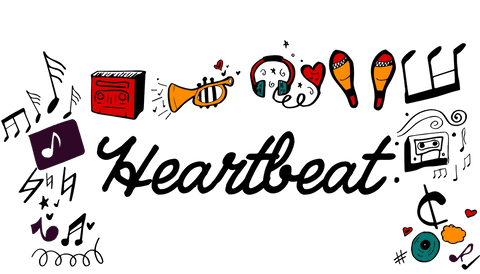 Colorful music icons heartbeat vector on transparent background