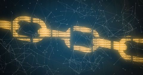 Digital Blockchain Chain with Binary Code and Network Nodes - Download Free Stock Images Pikwizard.com
