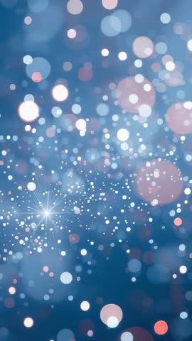 Drifting Glowing Light Particles Flowing Through Deep Blue | Vertical Video with Starburst