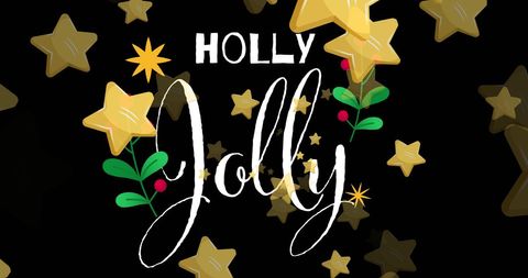 Holly Jolly Christmas Text with Sparkling Stars