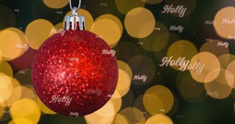 Festive Red Christmas Bauble with Golden Bokeh