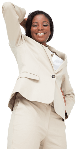 Smiling Businesswoman in Professional Attire with Transparent Background