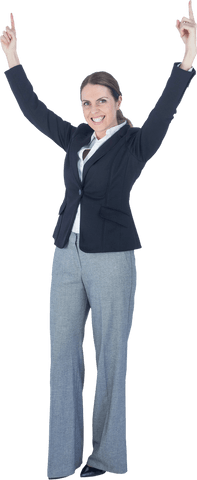 Confident Businesswoman Celebrating Success On Transparent Background